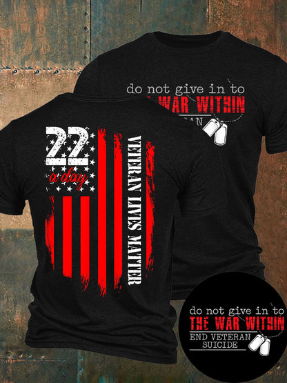 Men's 22 Matter PTSD Awareness Veteran Printed T-shirt