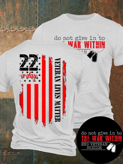 Men's 22 Matter PTSD Awareness Veteran Printed T-shirt