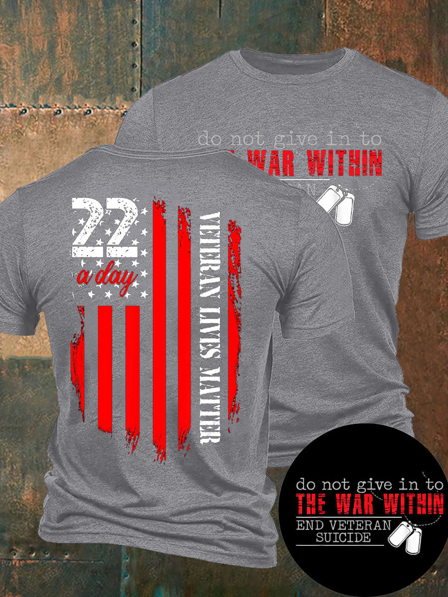 Men's 22 Matter PTSD Awareness Veteran Printed T-shirt