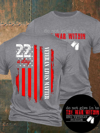 Men's 22 Matter PTSD Awareness Veteran Printed T-shirt