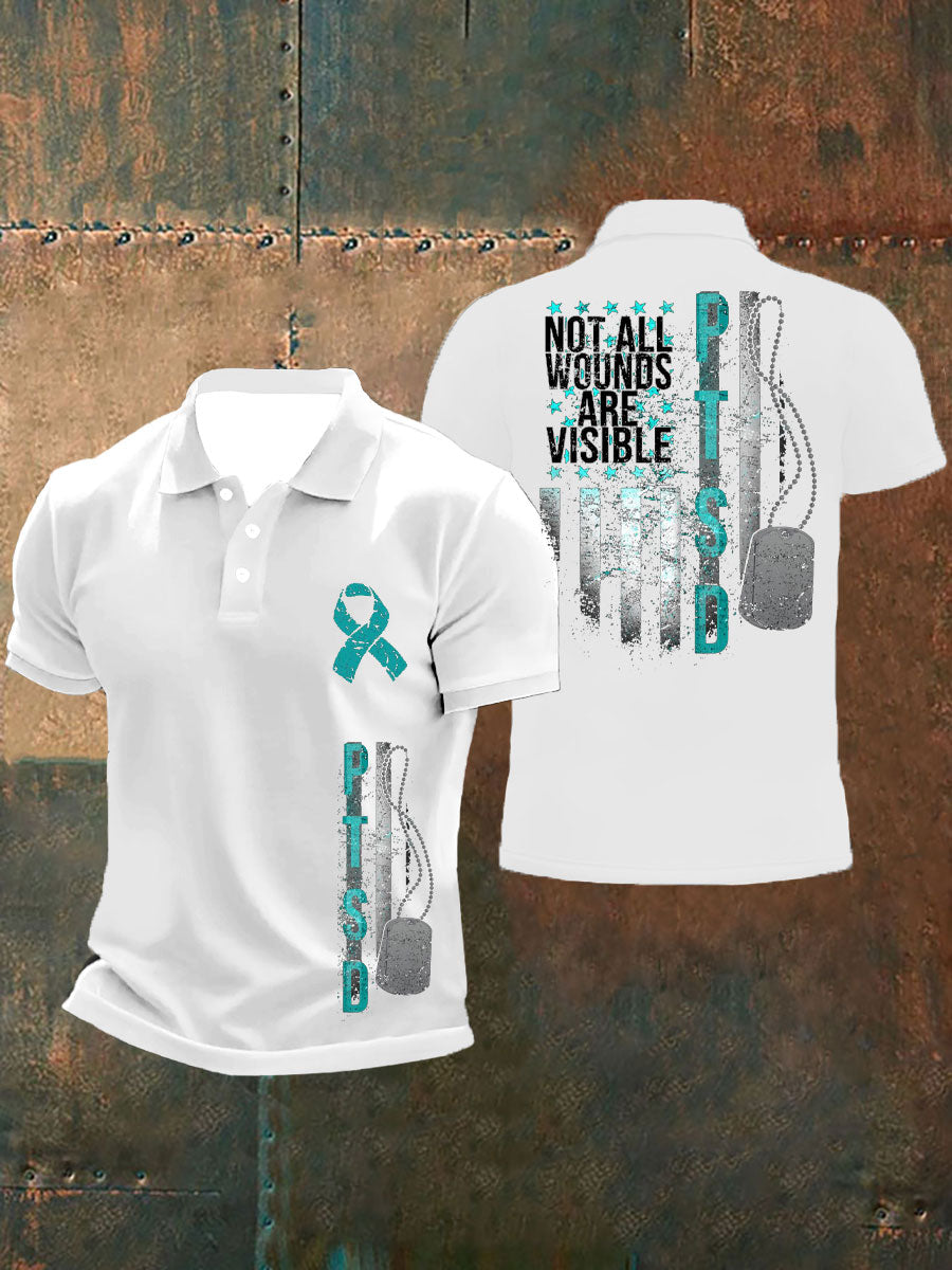 Men's PTSD Awareness Veteran Printed Casual Tops