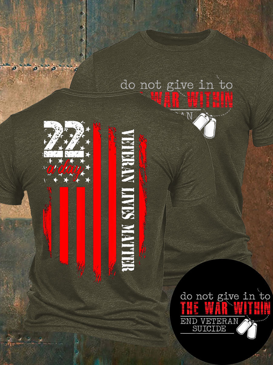 Men's 22 Matter PTSD Awareness Veteran Printed T-shirt