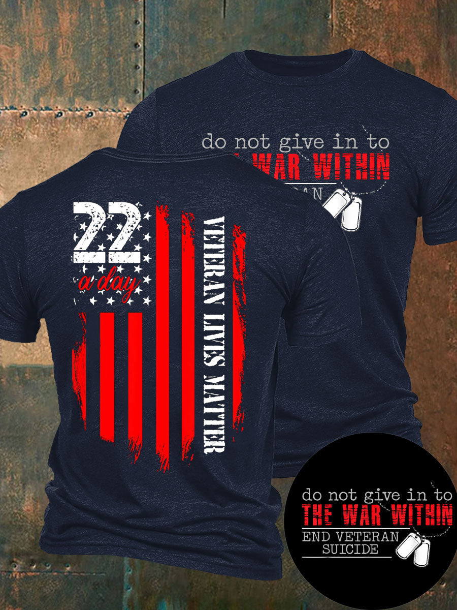 Men's 22 Matter PTSD Awareness Veteran Printed T-shirt