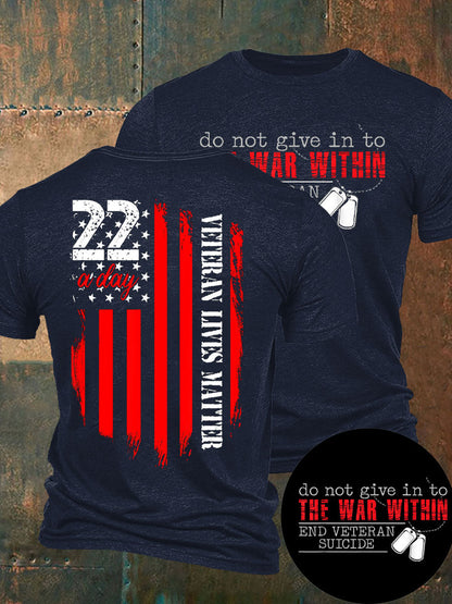 Men's 22 Matter PTSD Awareness Veteran Printed T-shirt