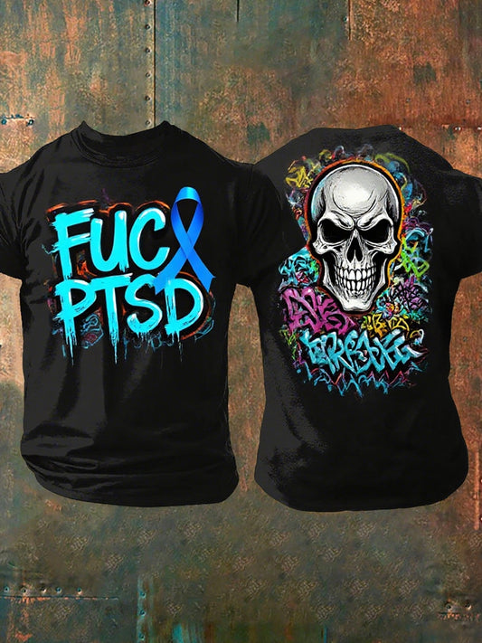 Men's PTSD Awareness Veteran Print Casual T-Shirt