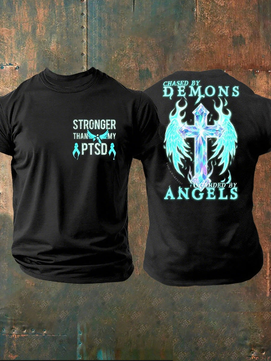 Men's PTSD Awareness Veteran Print Casual T-Shirt