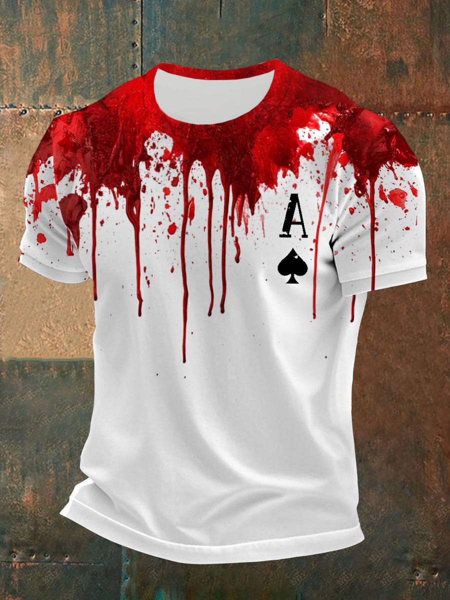 Men's poker Spade ace print T-shirts