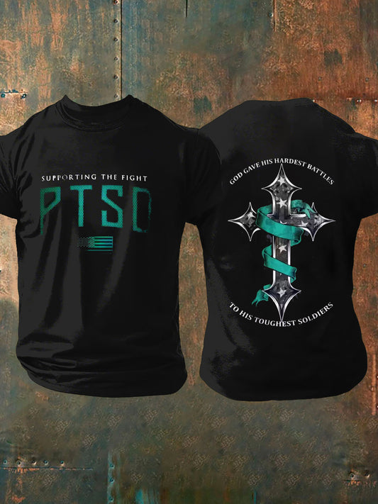 Men's PTSD Awareness Veteran Print Casual T-Shirt