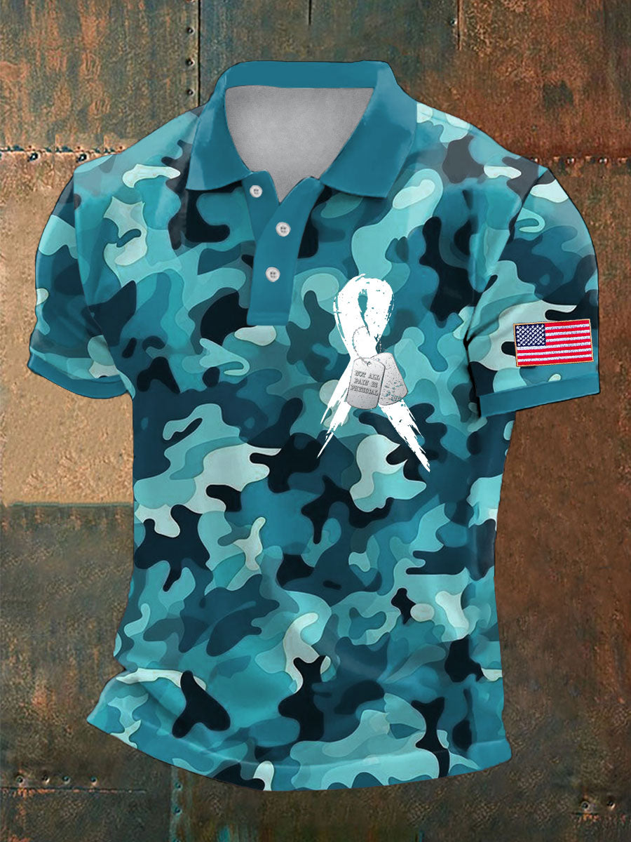 Men's PTSD Awareness Veteran Printed Casual Tops