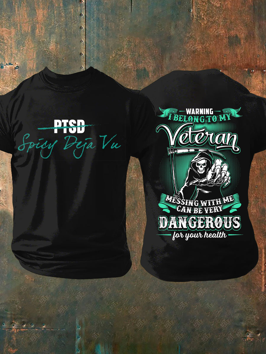 Men's PTSD Awareness Veteran Print Casual T-Shirt
