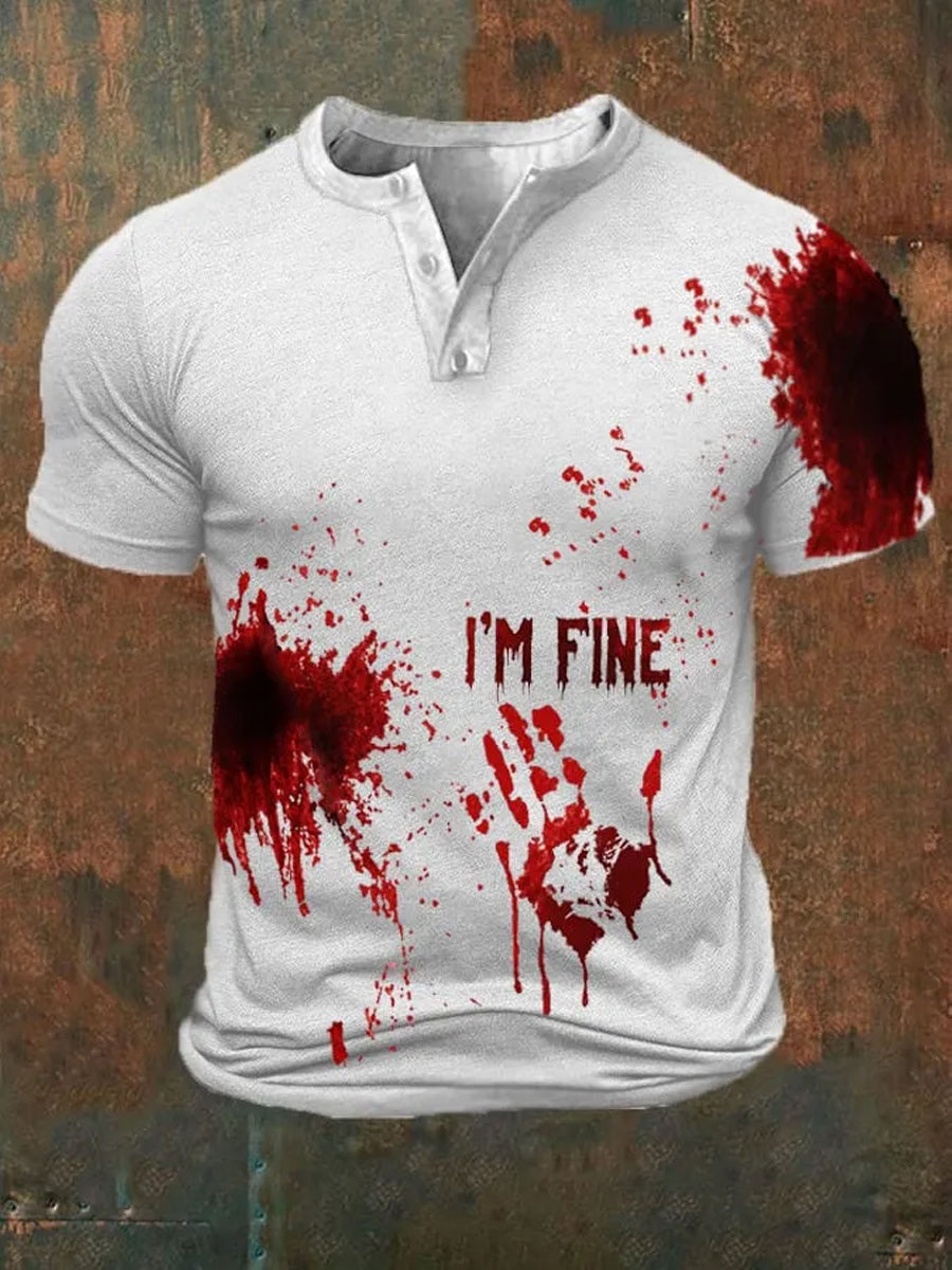 Men's "I'm Fine" Bloody Print Polo Shirt