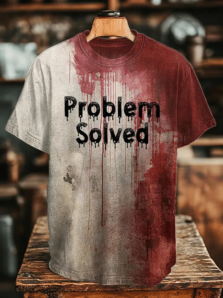 Men's Bloody Problem Solving Print Casual T-Shirt