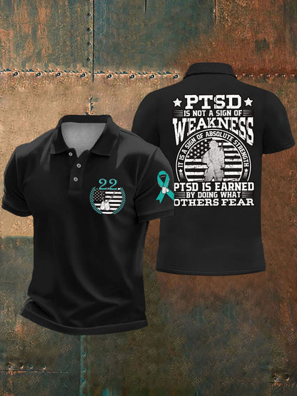 Men's PTSD Awareness Veteran Printed Casual Tops