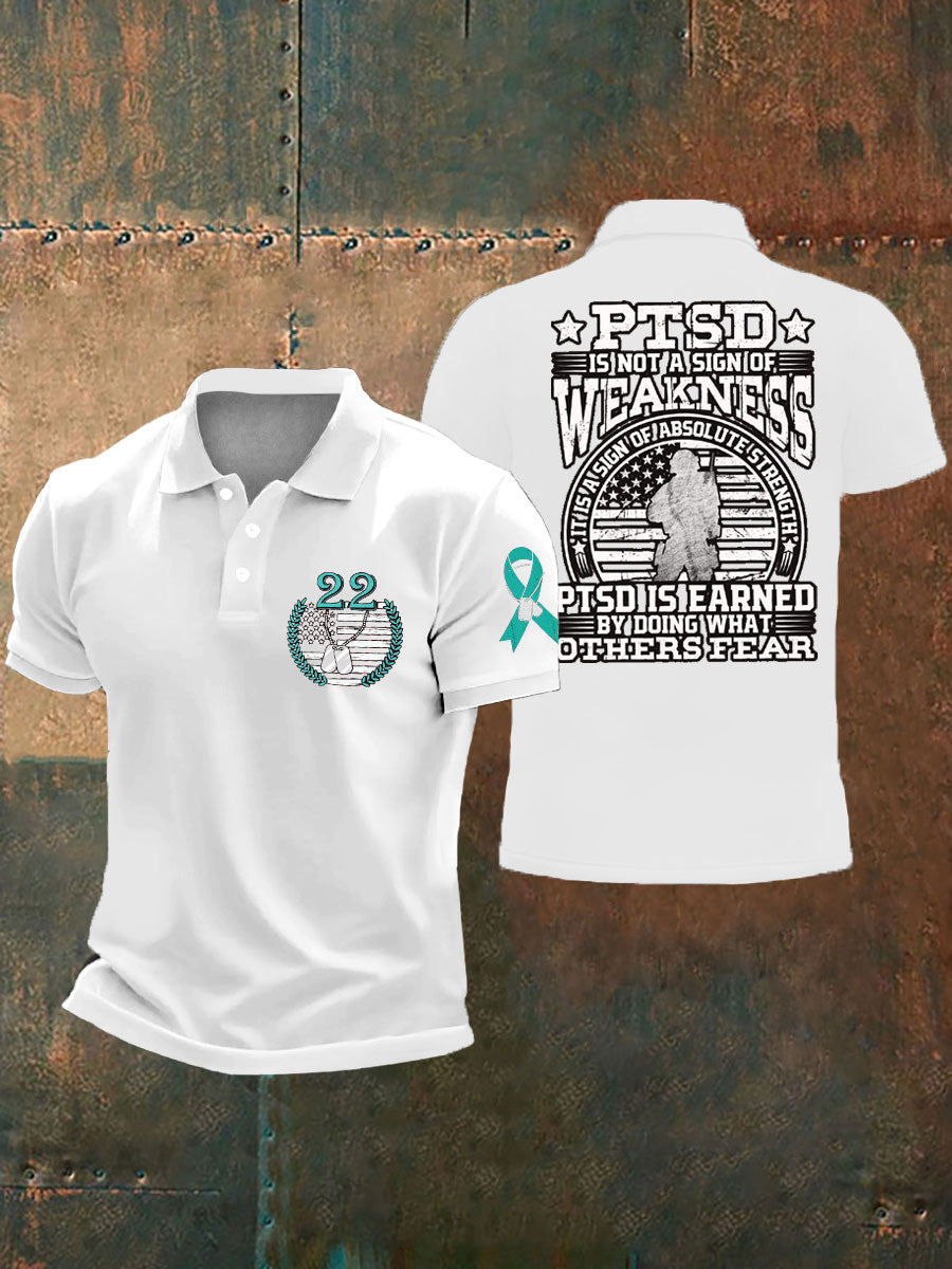 Men's PTSD Awareness Veteran Printed Casual Tops