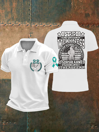 Men's PTSD Awareness Veteran Printed Casual Tops