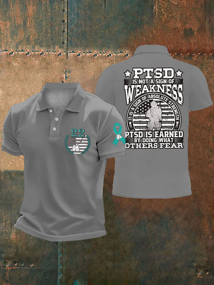 Men's PTSD Awareness Veteran Printed Casual Tops