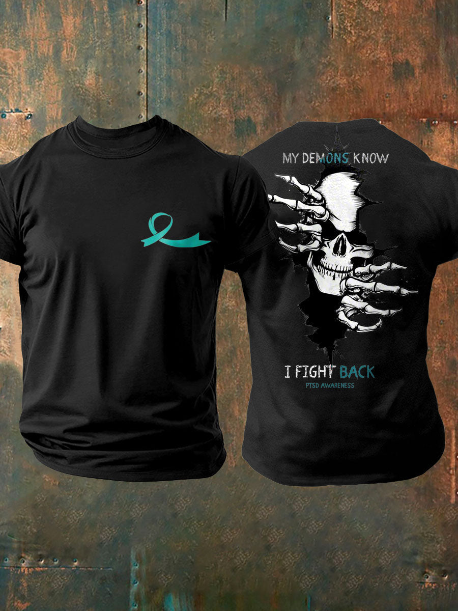 Men's PTSD Awareness Veteran Printed T-Shirt