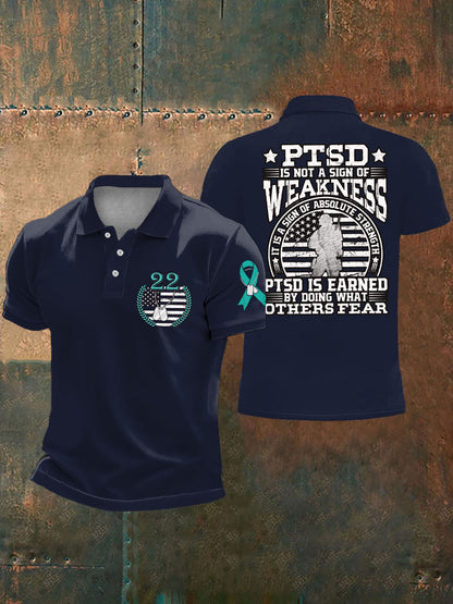 Men's PTSD Awareness Veteran Printed Casual Tops