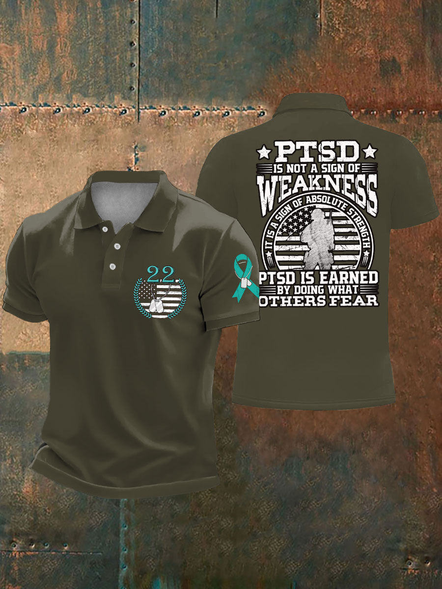 Men's PTSD Awareness Veteran Printed Casual Tops