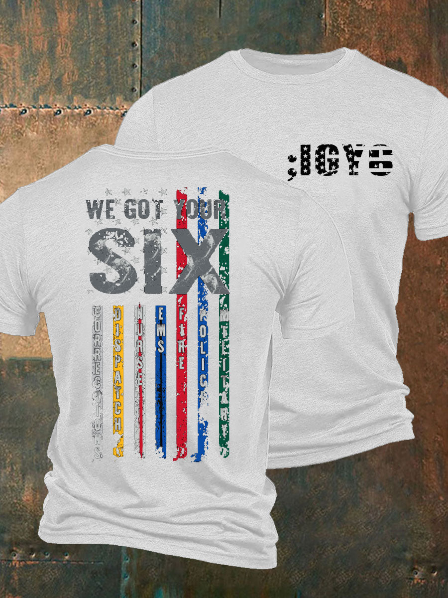 Men's PTSD Awareness Veteran I Got You Six Printed T-Shirt