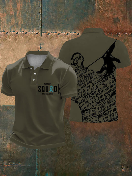 Men's PTSD Awareness Veteran Printed Casual Tops