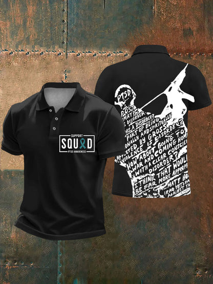 Men's PTSD Awareness Veteran Printed Casual Tops