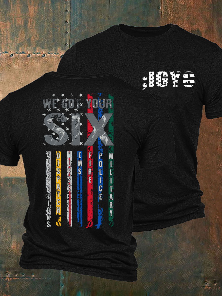 Men's PTSD Awareness Veteran I Got You Six Printed T-Shirt