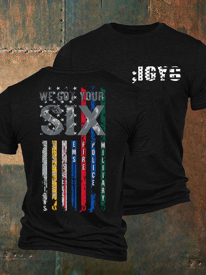 Men's PTSD Awareness Veteran I Got You Six Printed T-Shirt
