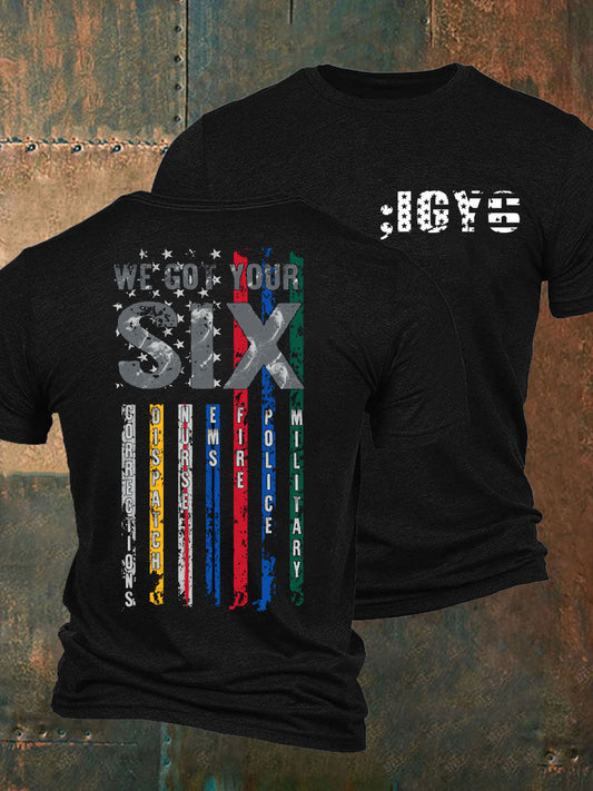 Men's PTSD Awareness Veteran I Got You Six Printed T-Shirt