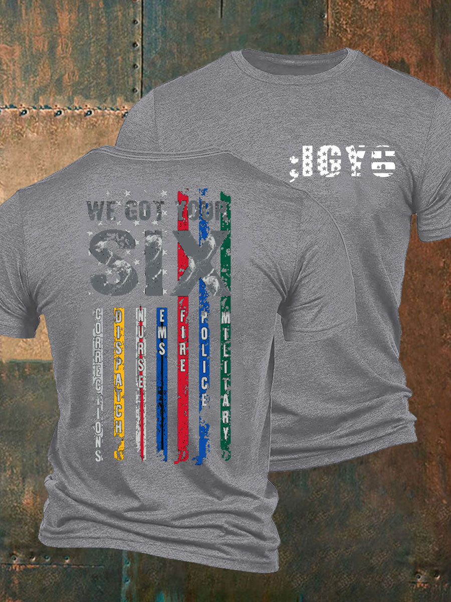 Men's PTSD Awareness Veteran I Got You Six Printed T-Shirt