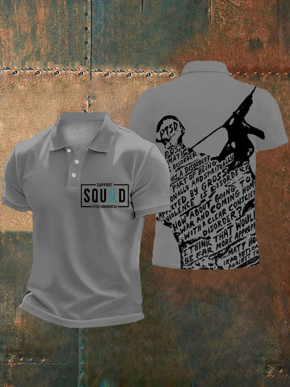 Men's PTSD Awareness Veteran Printed Casual Tops