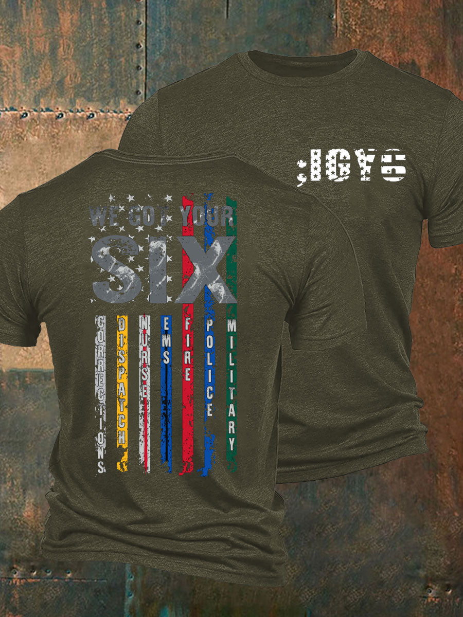 Men's PTSD Awareness Veteran I Got You Six Printed T-Shirt