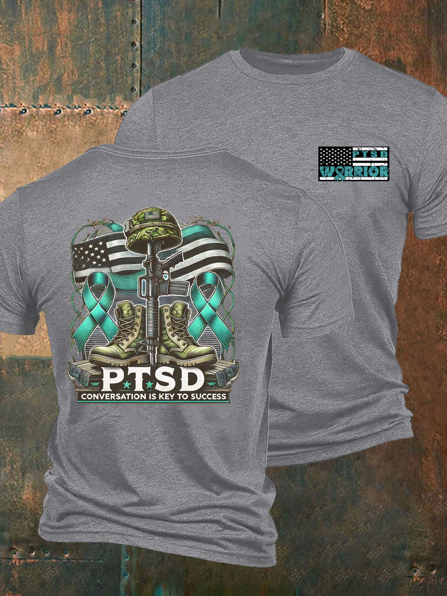 Men's PTSD Awareness Veteran Printed T-shirt