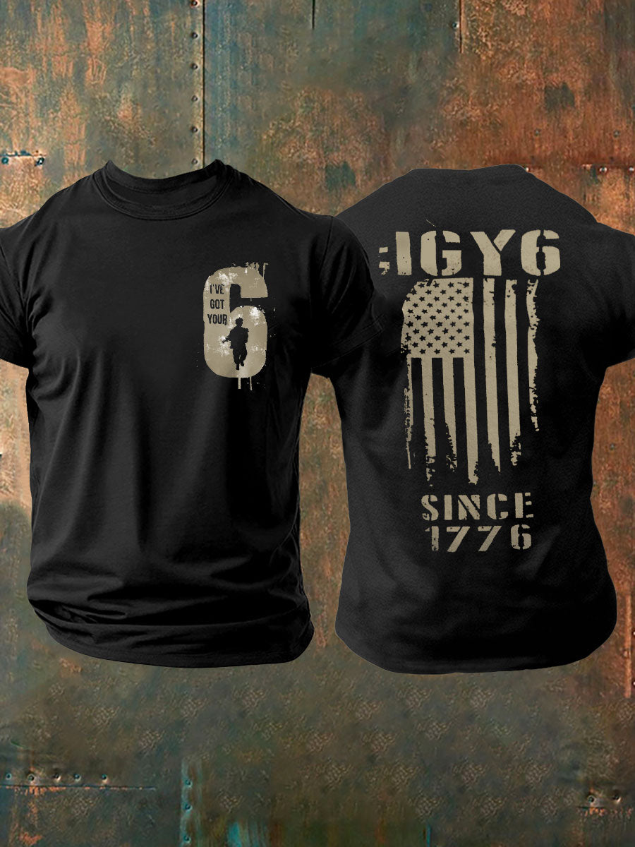Men's PTSD Awareness Veteran I Got Your Six Printed T-shirt