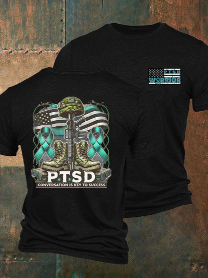 Men's PTSD Awareness Veteran Printed T-shirt