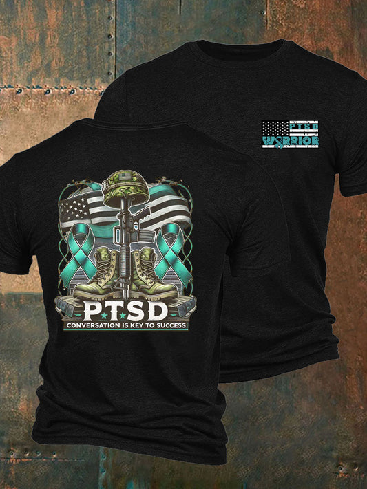 Men's PTSD Awareness Veteran Printed T-shirt