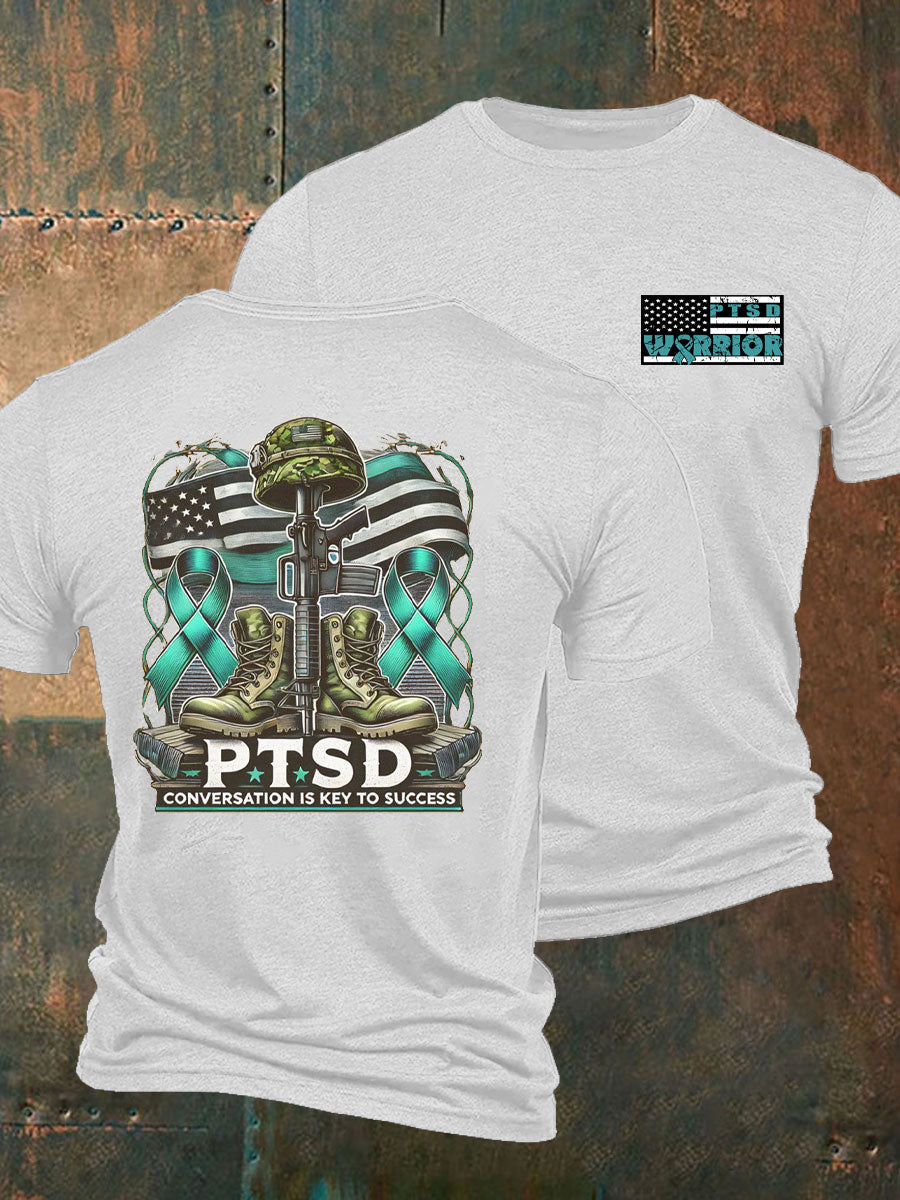 Men's PTSD Awareness Veteran Printed T-shirt