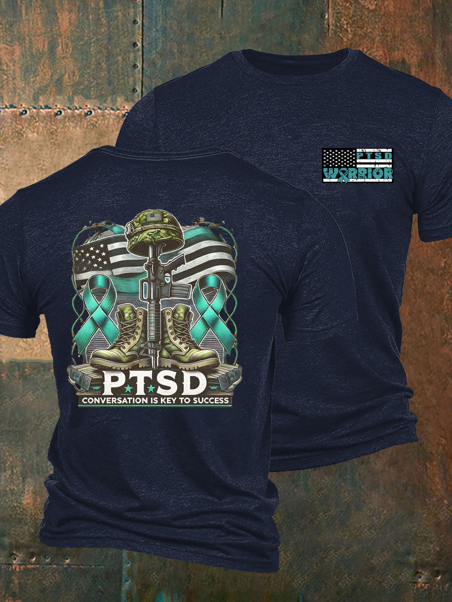 Men's PTSD Awareness Veteran Printed T-shirt