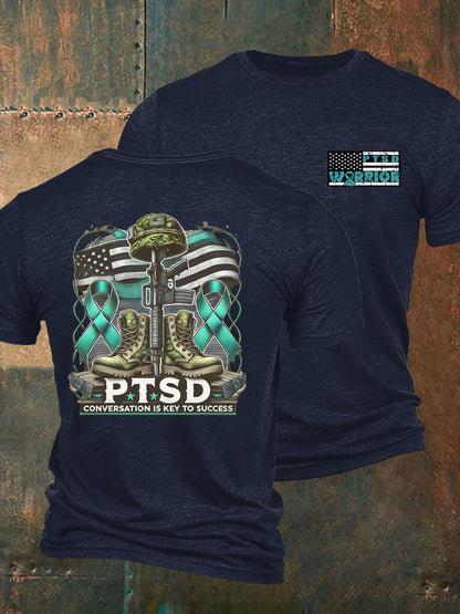 Men's PTSD Awareness Veteran Printed T-shirt