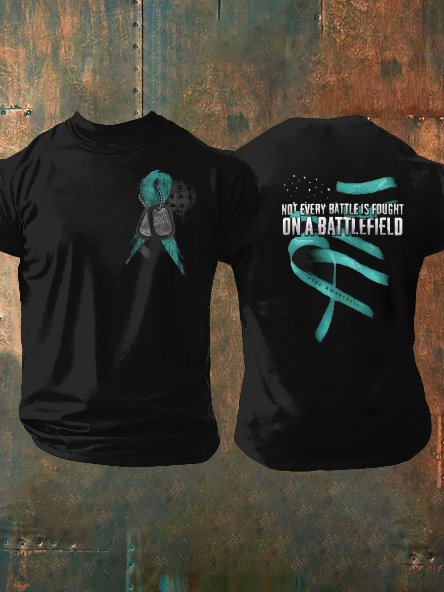 Men's PTSD Awareness Veteran Print Casual T-Shirt