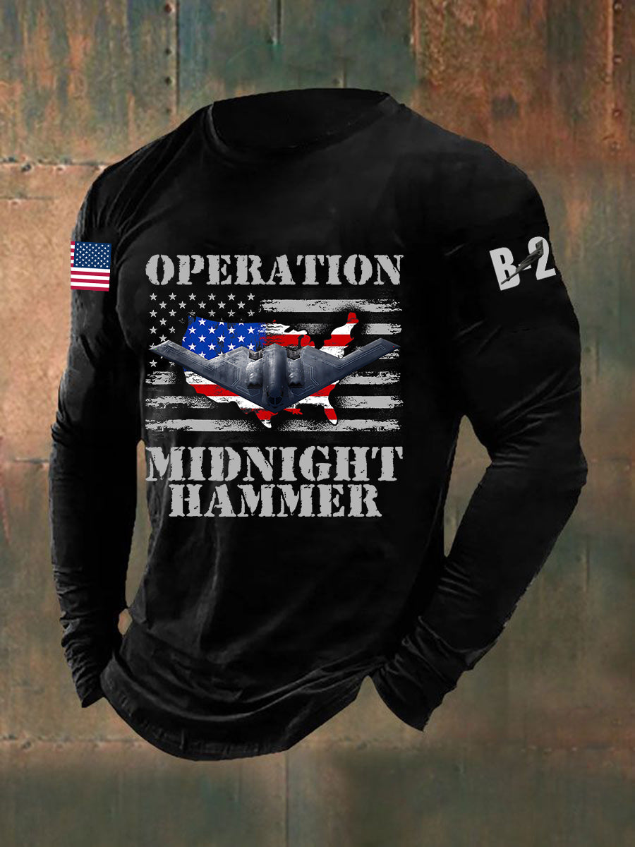 Men's Operation Midnight Hammer B-2 Spirit Long Sleeve T-shirt