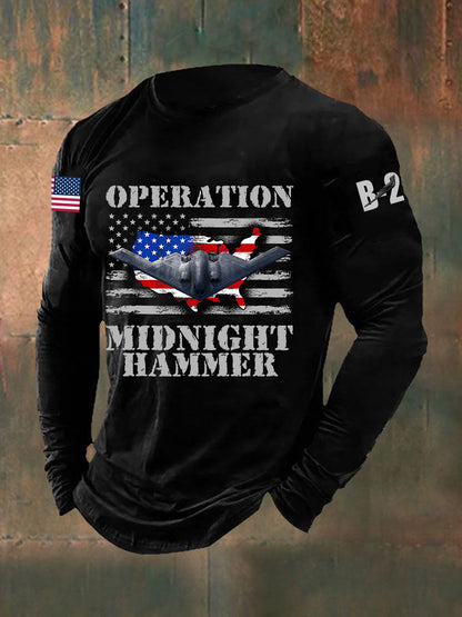 Men's Operation Midnight Hammer B-2 Spirit Long Sleeve T-shirt