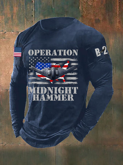 Men's Operation Midnight Hammer B-2 Spirit Long Sleeve T-shirt