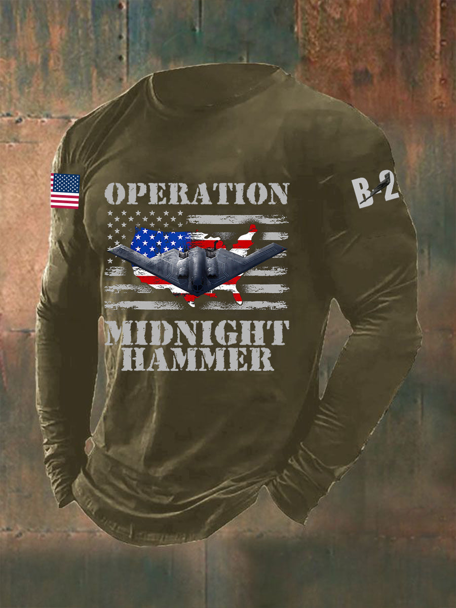 Men's Operation Midnight Hammer B-2 Spirit Long Sleeve T-shirt