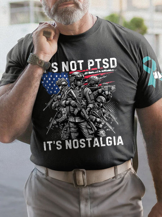 Men's PTSD Awareness Veteran Printed T-shirt