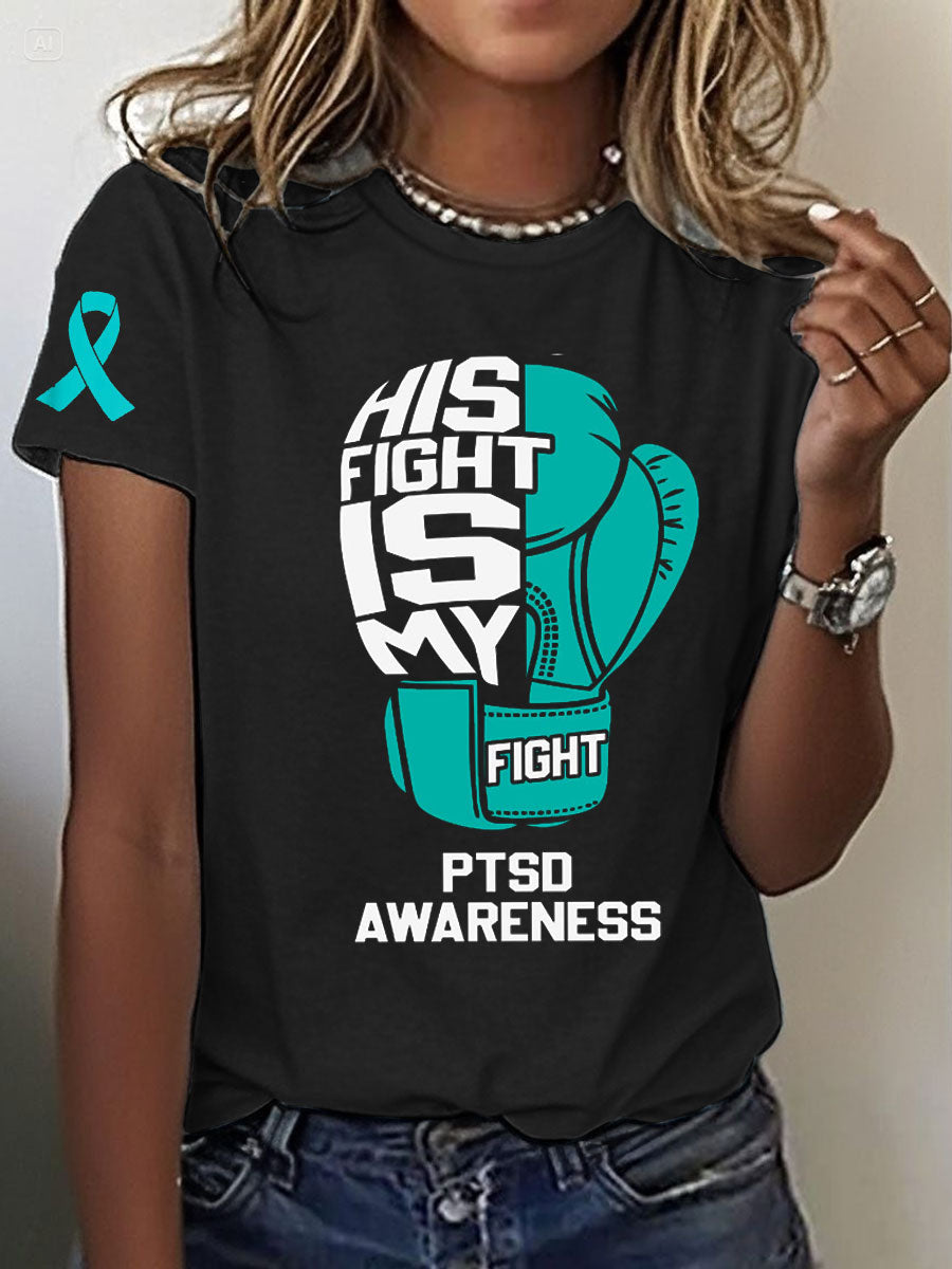 Women's PTSD Awareness Veteran Printed T-shirt