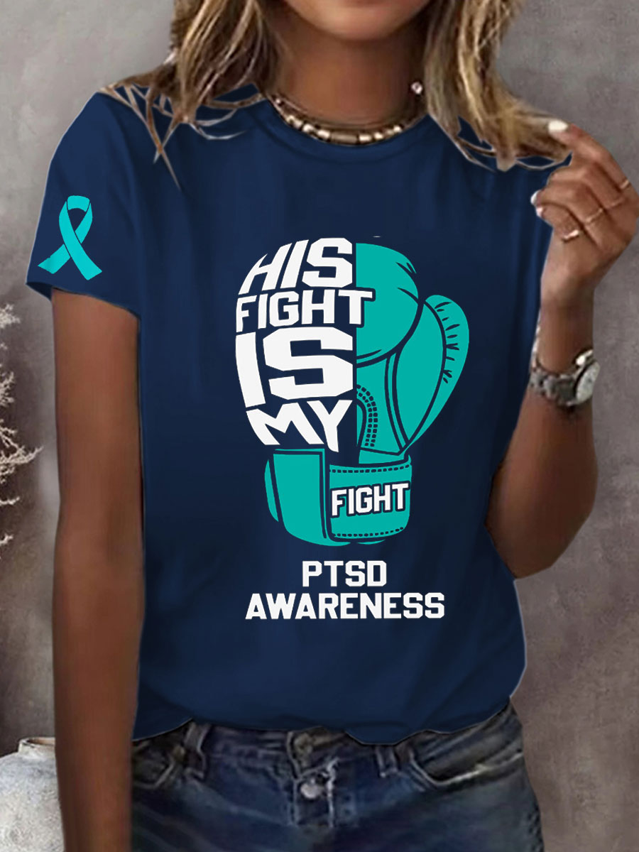 Women's PTSD Awareness Veteran Printed T-shirt