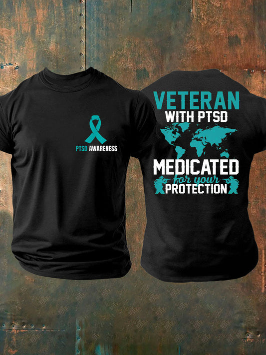 Men's Veteran PTSD Awareness Printed T-shirt