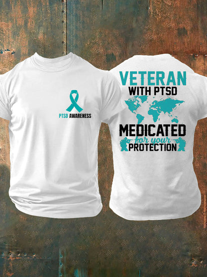 Men's Veteran PTSD Awareness Printed T-shirt