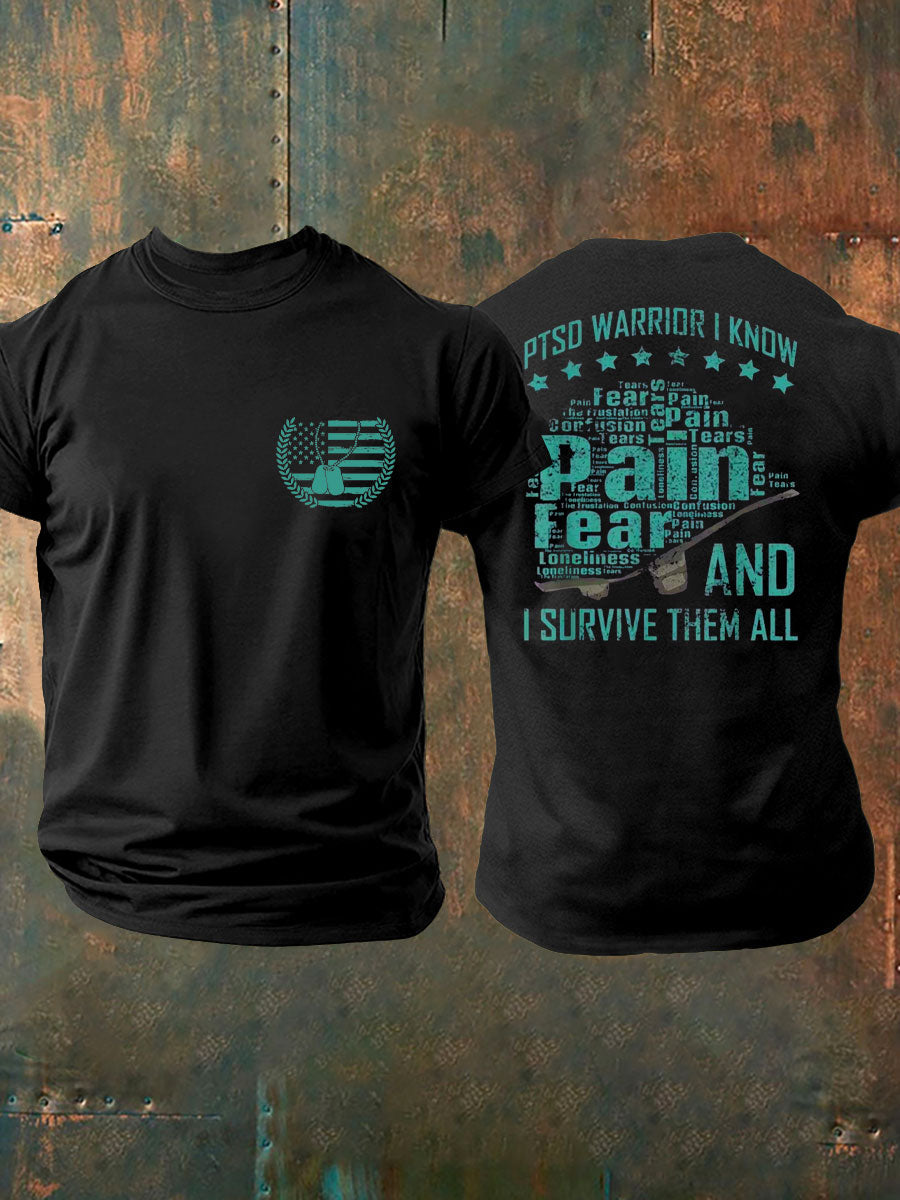 Men's Veteran PTSD Awareness Printed T-shirt